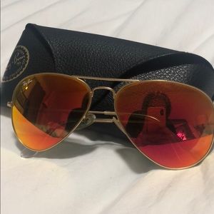 Orange/red tint ray-ban aviator sunglasses